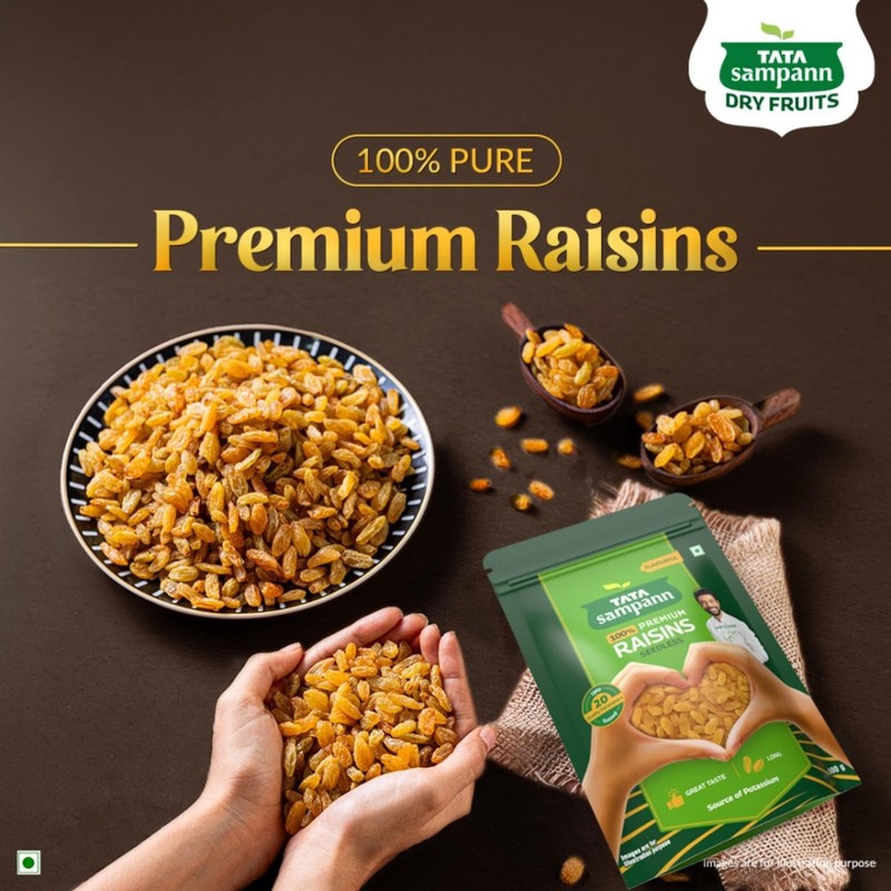 Tata Sampann Green Raisins 500g | Seedless Kishmish | Premium Dry Fruits Pack gallery