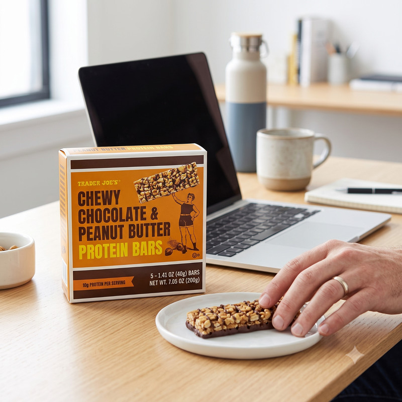 2 Pack Trader Joe's Chewy Chocolate & Peanut Butter Protein Bars gallery