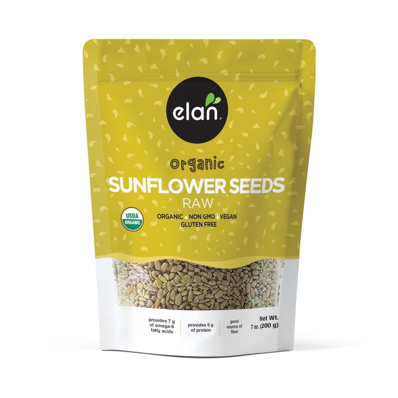 Elan Organic Raw Sunflower Seeds, 7.1 oz, Unsalted Kernels, 1 x oz