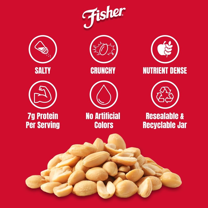 Fisher Party Peanuts 36 oz Resealable Jar – Sea Salt Roasted Cocktail Peanuts... gallery