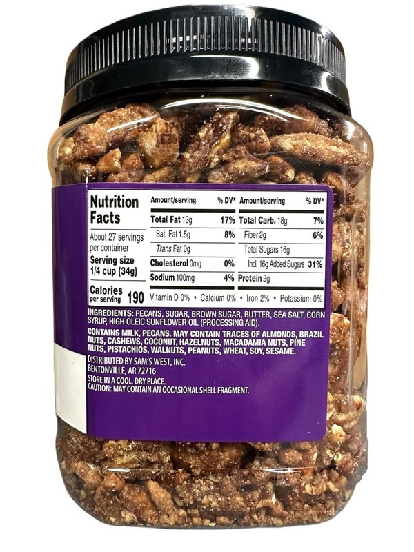 Deliciously Sweet Buttery Coated Pecans - 32oz Jar for Any Occasion gallery