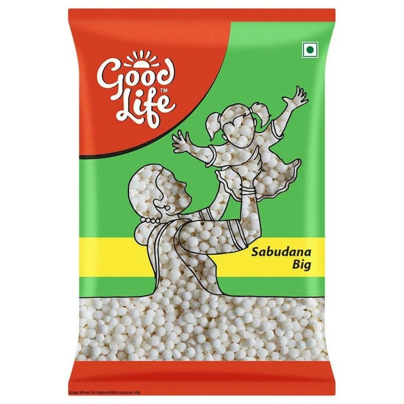 Good Life Indian Made 100% Organic Best Big Sabudana / Sago Pack Of 500 Gm