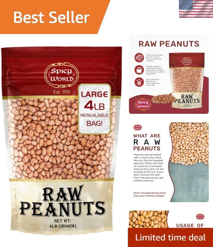 All-Natural Raw Peanuts, Unsalted & Uncooked – 4-Pound Bag of Flavorful Goodness