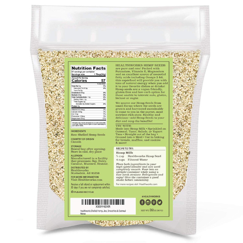 Healthworks Shelled Hemp Seeds 32 Oz - Omega 3 6 Protein Fiber gallery
