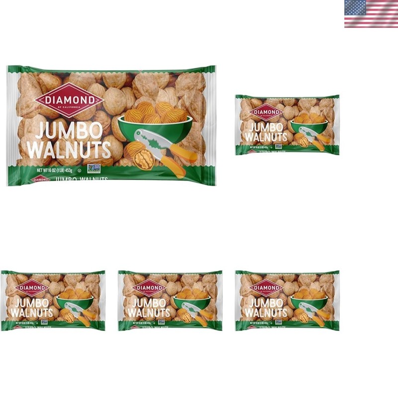 DIAMOND Jumbo California Walnuts, 16 OZ Pack of 5