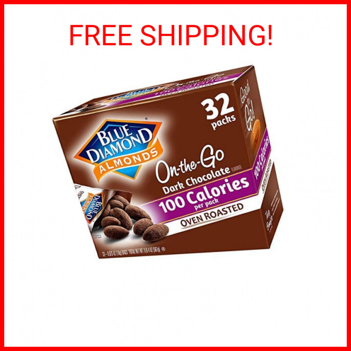 Blue Diamond Almonds Dark Chocolate Cocoa Dusted Snack Nuts, 100 Calorie Packs,