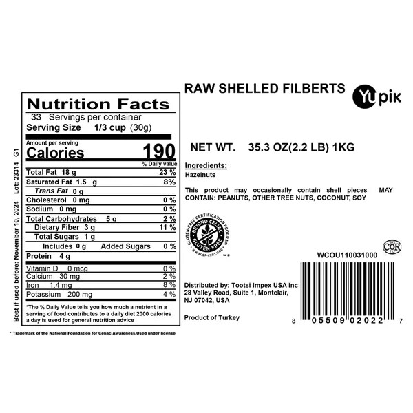Yupik Raw Shelled Hazelnuts, 2.2 lbs, 3-pack Untreated Shelled Whole Nuts gallery