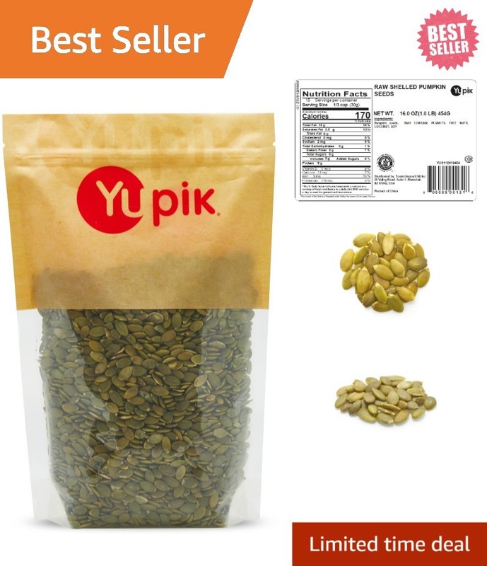 Yupik Raw Pumpkin Seeds, No Shell, 1 lb (16 oz), GMO-Free, Gluten-Free, Kosher,