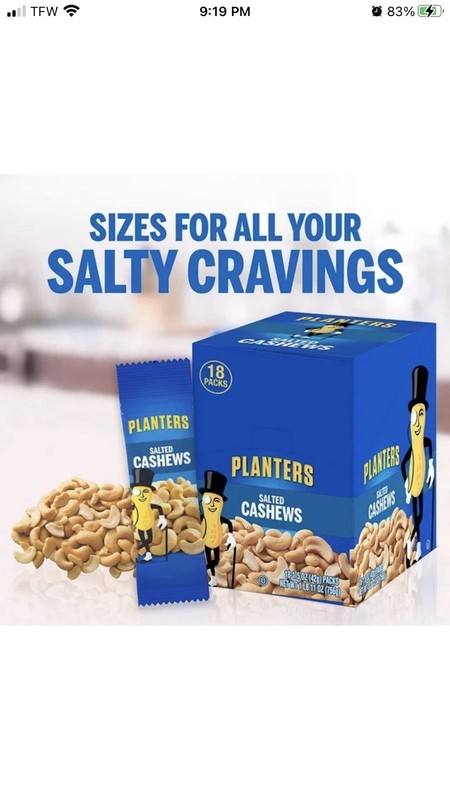 Planters Salted Cashews, 1.5 oz., 18 pk. gallery