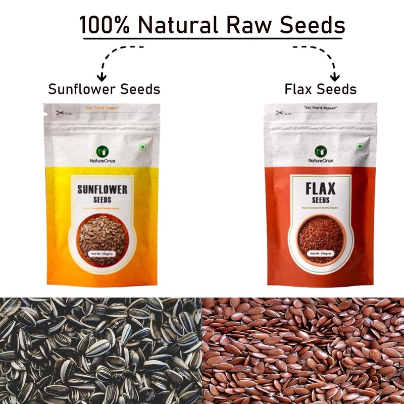 NatureOnus Raw Seeds Combo | Chia Pumpkin Flax & Sunflower | 500g gallery