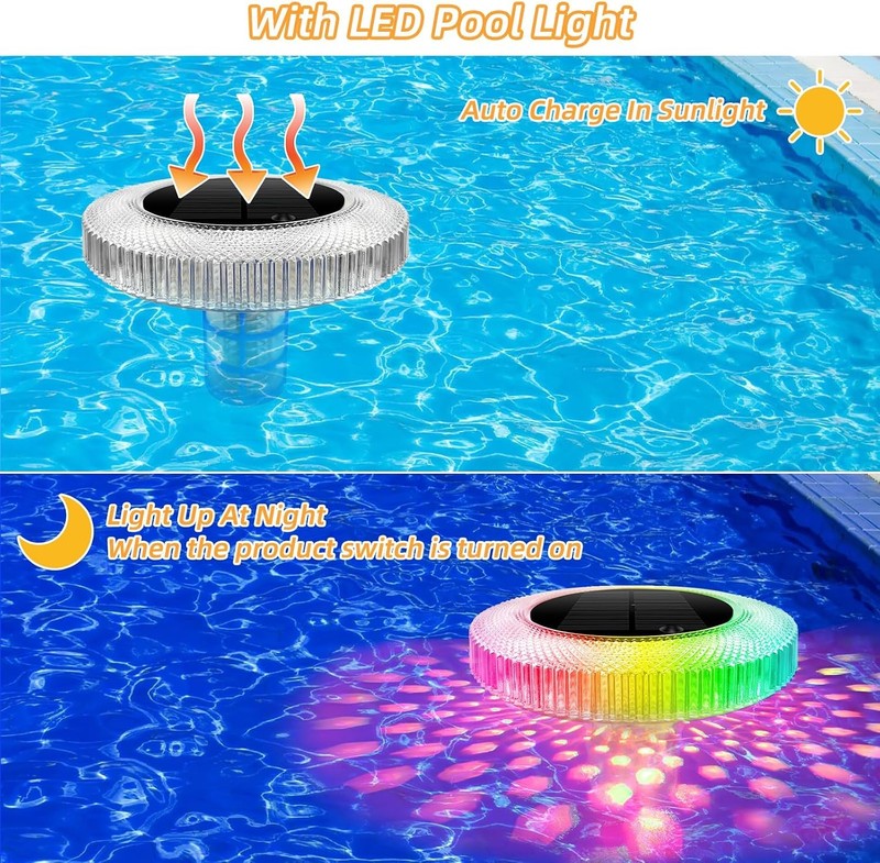 Solar Pool Ionizer with LED Light & Remote Control - Copper Floating Pool Cle... gallery