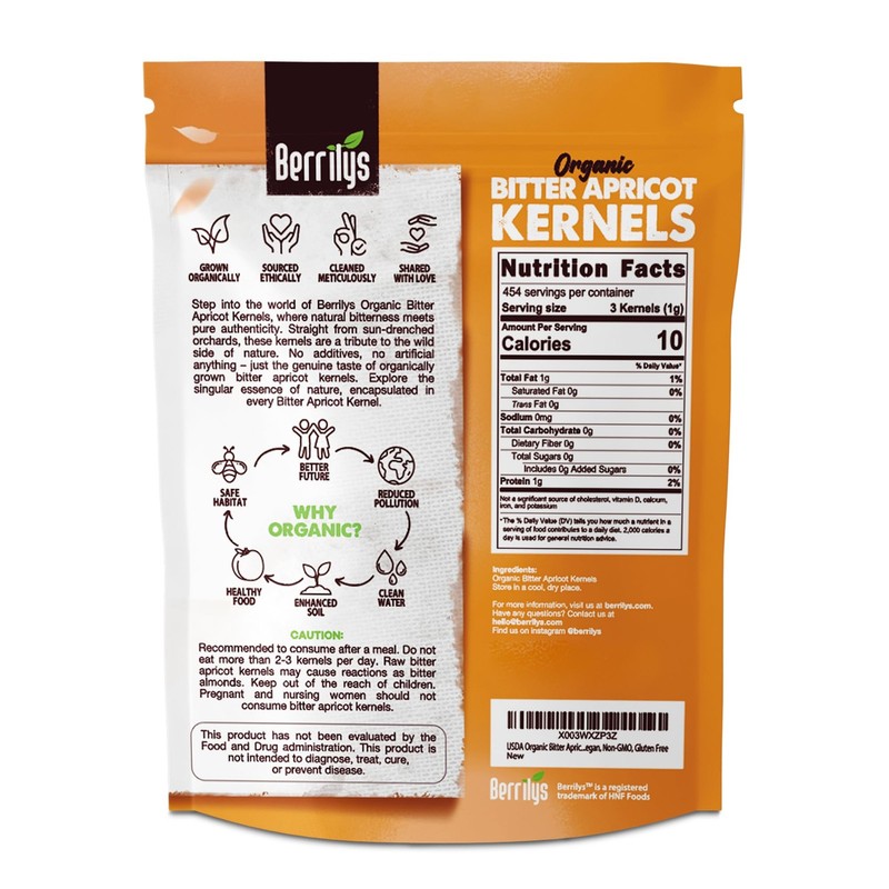 Berrilys Organic Bitter Apricot Kernels - USDA Certified 16 Ounce (Pack of 1) gallery