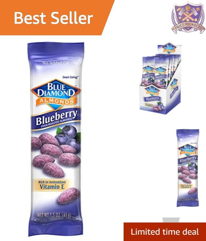 Sweet & Tart Blueberry Almonds - 1.5 Oz Bags, 12 Count for Anytime Enjoyment