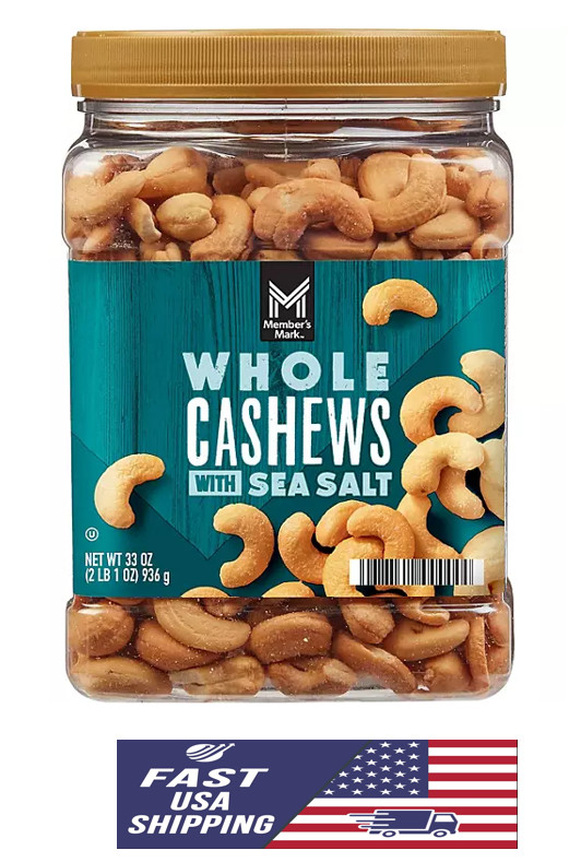 Member's Mark Roasted Whole Cashews with Sea Salt, 33 oz