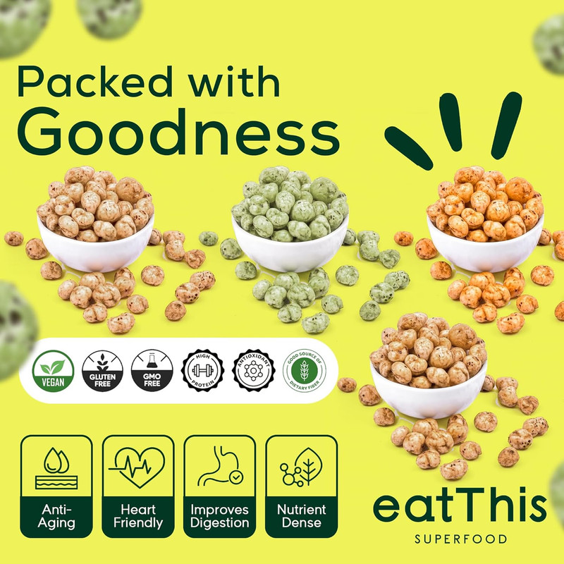 Roasted Foxnuts (Makhana), Variety Pack | Healthy Snack | Pack of 4 � 12 Oz Tota gallery
