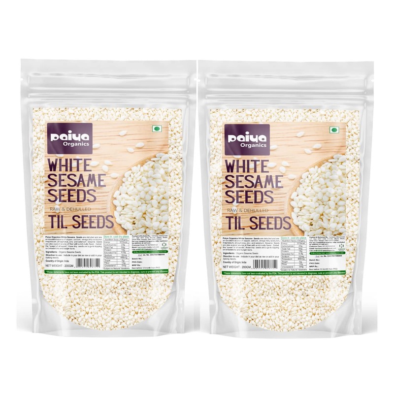 Paiya Organics White Sesame Seeds 200gm Each Set Of 2