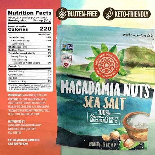 Dry Roasted Macadamia Nuts with Sea Salt - 24 Oz, Gluten-Free, Non-GMO, Crunchy gallery