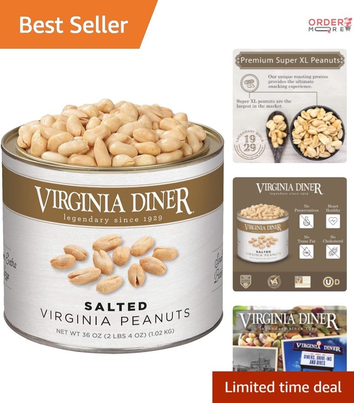 Natural XL Blister Roasted Virginia Peanuts 36oz Salted Heart Healthy Snack