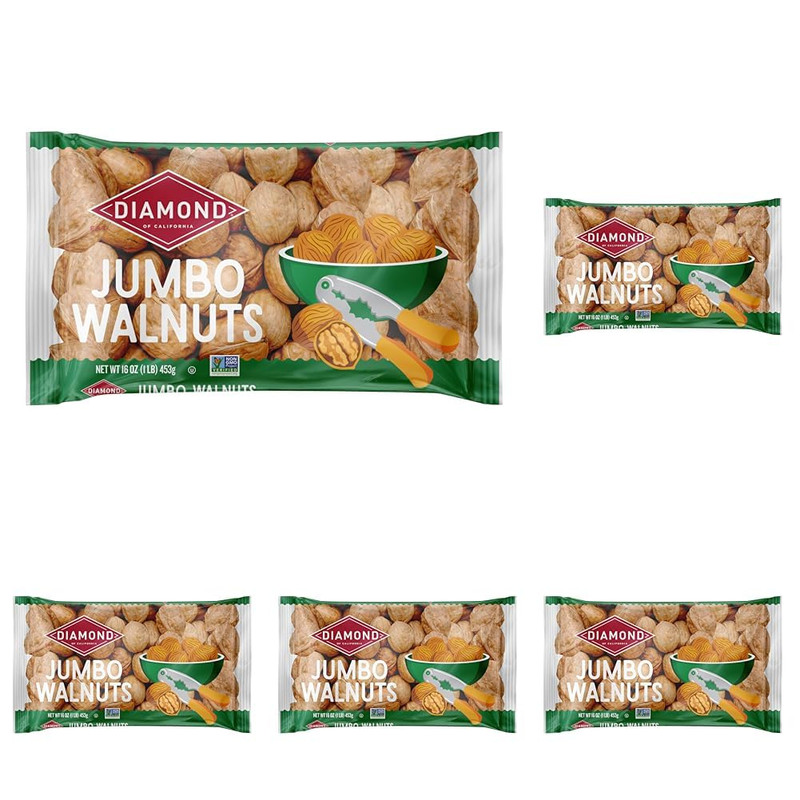 DIAMOND Jumbo California Walnuts, 16 OZ (Pack of 5) gallery
