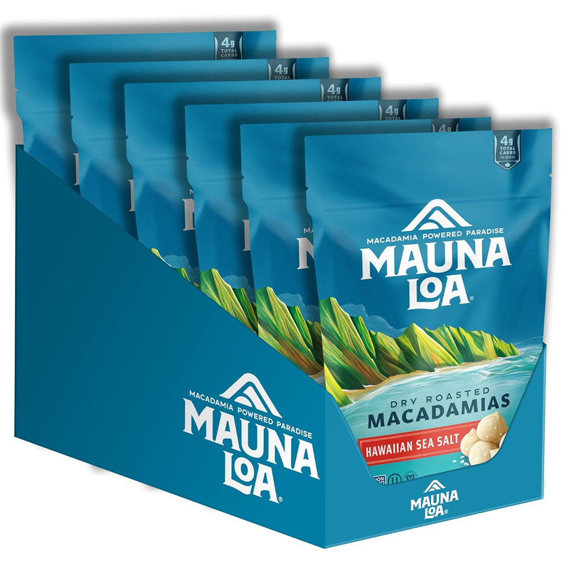 Premium Hawaiian Roasted Macadamia Nuts, Sea Salt Flavor 4 Oz (Pack of 6)