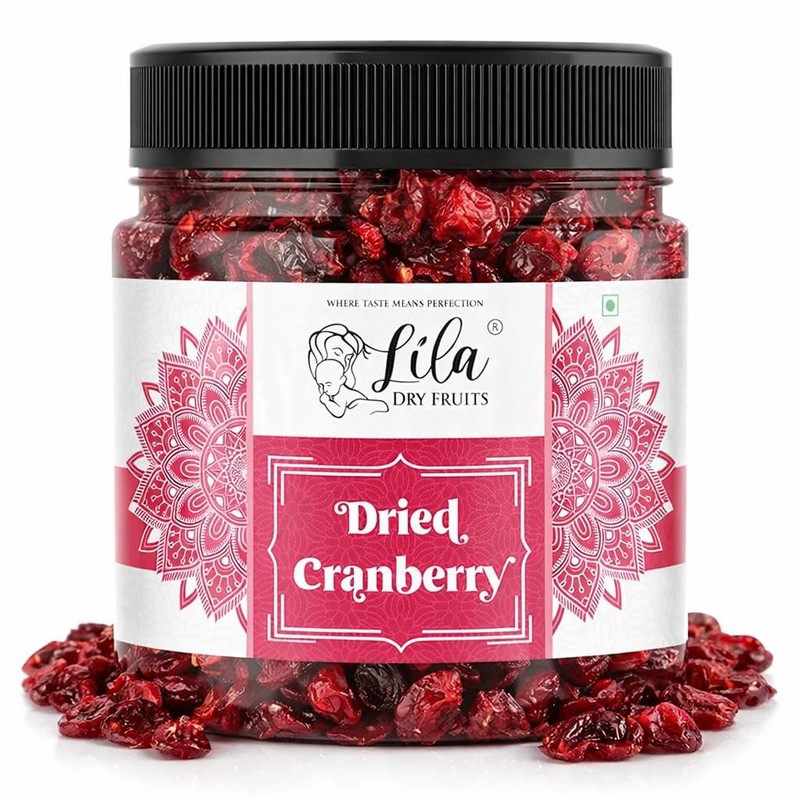 Lila Dry Fruits Cranberries 500g | Premium Californian Sweetened Dried Snack