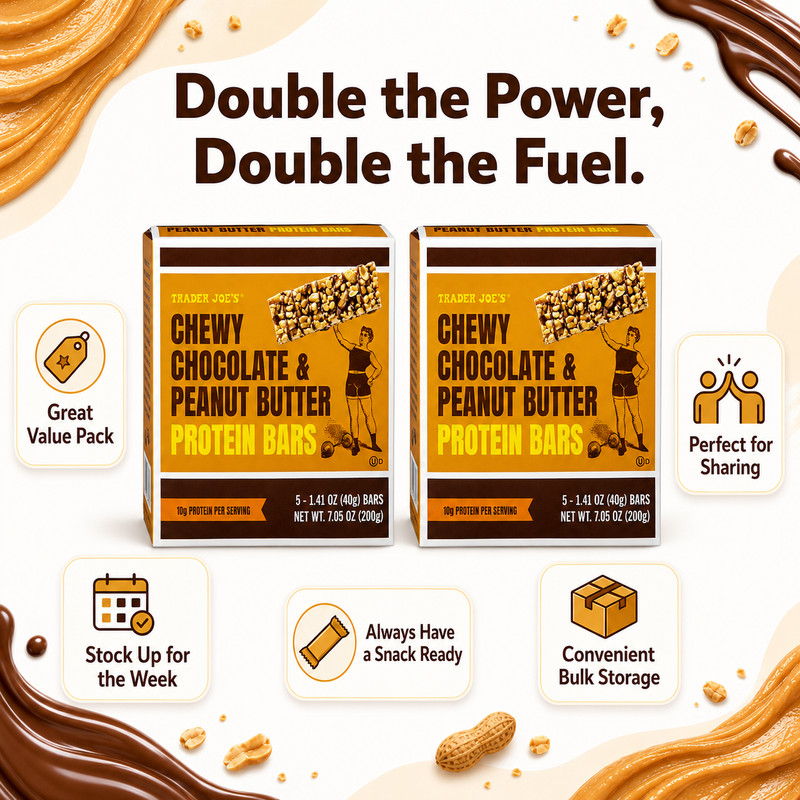 2 Pack Trader Joe’s Chewy Chocolate & Peanut Butter Protein Bars