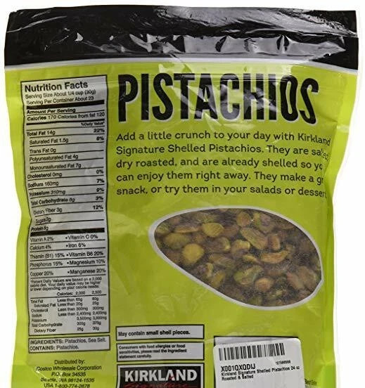 Kirkland Shelled Pistachios 24 oz Roasted & Salted Premium Snack Nuts gallery