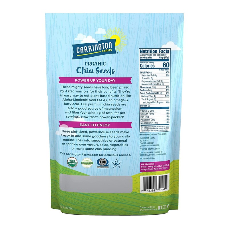 Carrington Farms Organic Chia Seeds 14 Ounce Nutrient Rich Gluten Free Vegan gallery