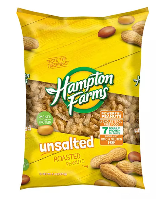 Hampton Farms Unsalted In-Shell Peanuts, High-Protein Snacks (5 lbs.) 2 Pack