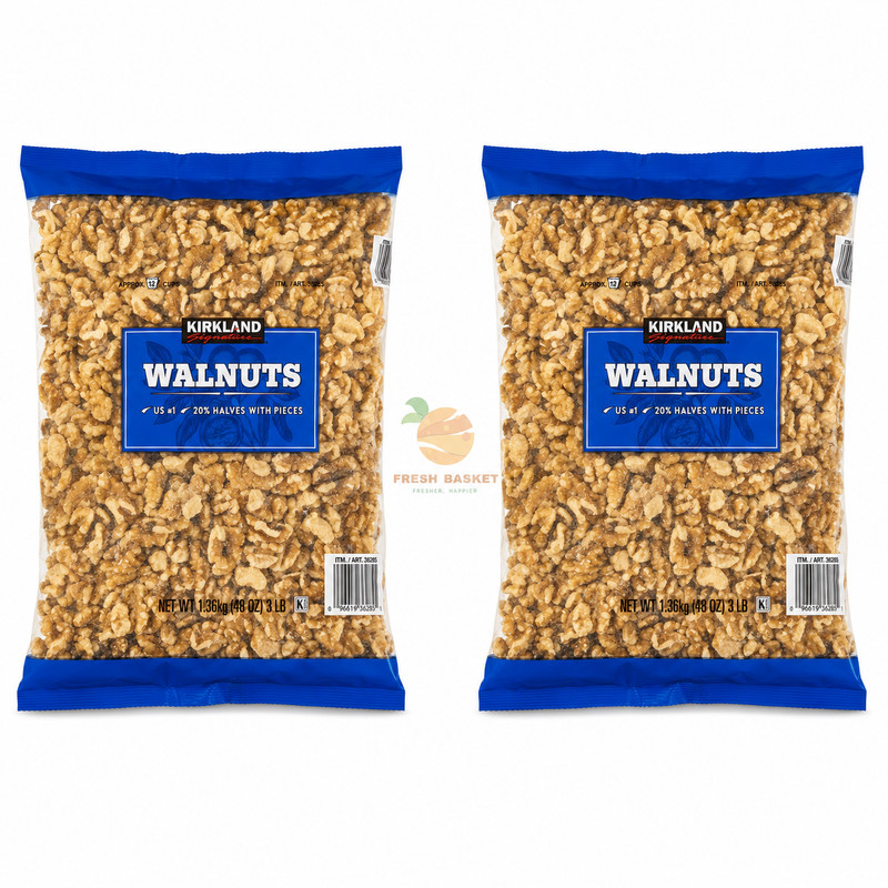 2 Packs-Kirkland Signature Walnuts Halves Nuts Total of 6 lbs