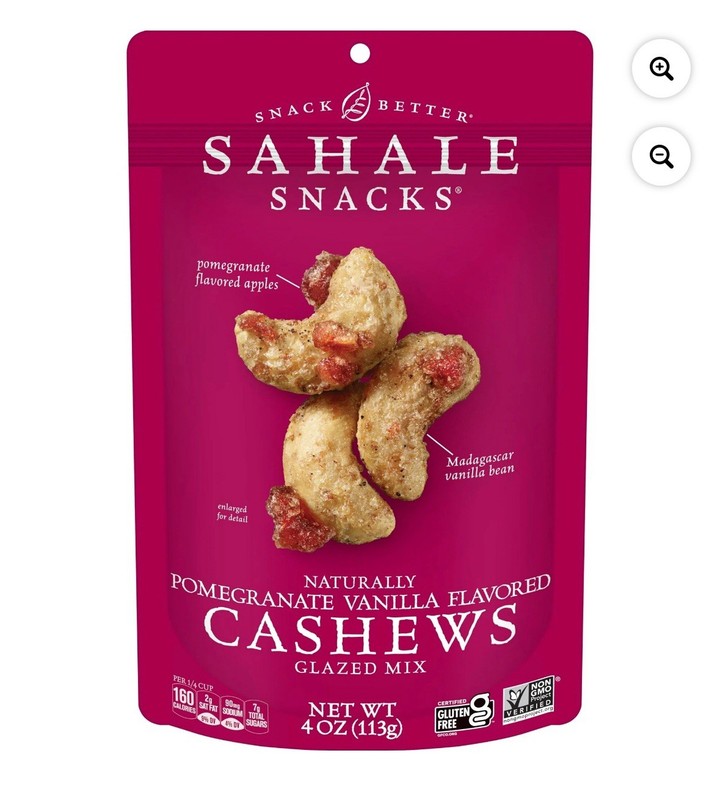 Sahale Snacks Naturally Pomegranate Vanilla Flavored Cashews Glazed Mix, Gluten