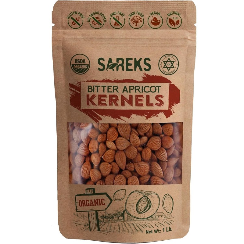 Bitter Apricot Kernels Organic Raw 1LB (16oz) USDA Certified Non-GMO Gluten Free