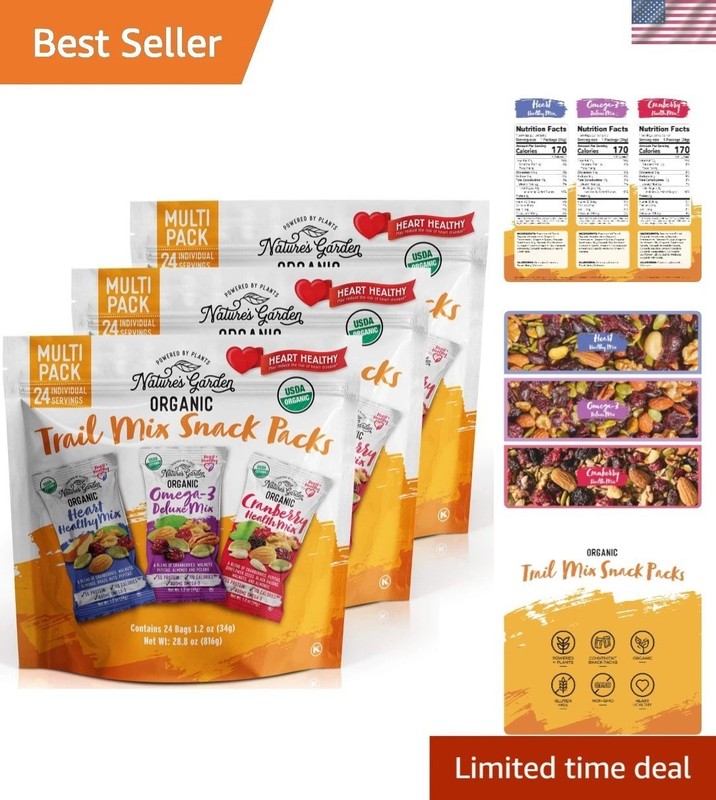 Organic Trail Mix Snack Pack 72x1.2oz Gluten Free Gmo Free