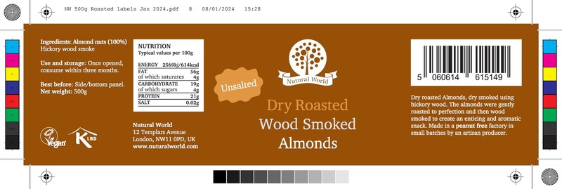 Nutural World - Dry Roasted Wood Smoked Almonds - Unsalted (500g) - Great Taste gallery