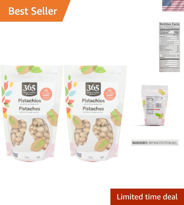 Health-Conscious 10 Oz Pistachios – Roasted, Unsalted, Packed Fresh, 2×10 Oz