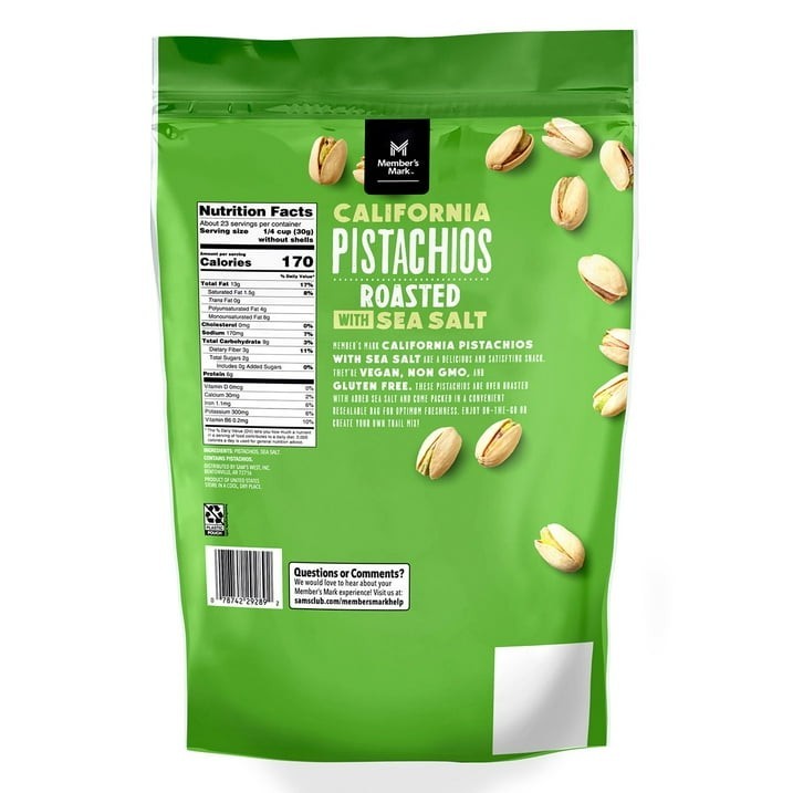 2 PACKS Member's Mark Roasted & Salted Pistachios, 48 oz. gallery