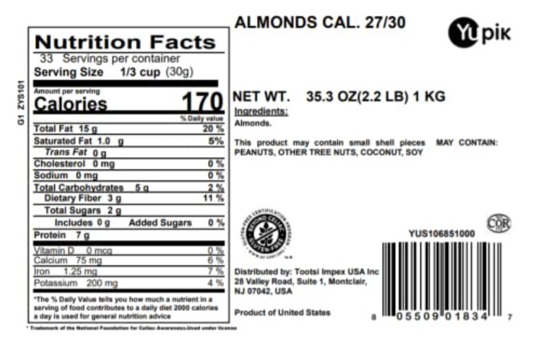 California Raw Almonds, Small Size, 2.2 lb, Gluten-Free, Kosher, Salt-Free, S... gallery
