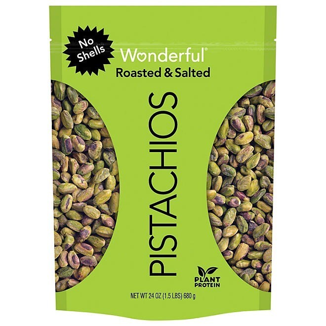 Wonderful Shelled Roasted Salted Pistachios Healthy Snack Nuts 24 oz Bag