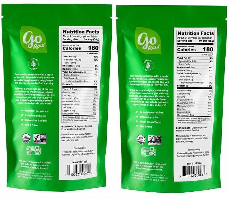 (2 Bags) Sprouted Organic Pumpkin Seeds with Sea Salt, 22 Ounce, 1.4 Lbs gallery