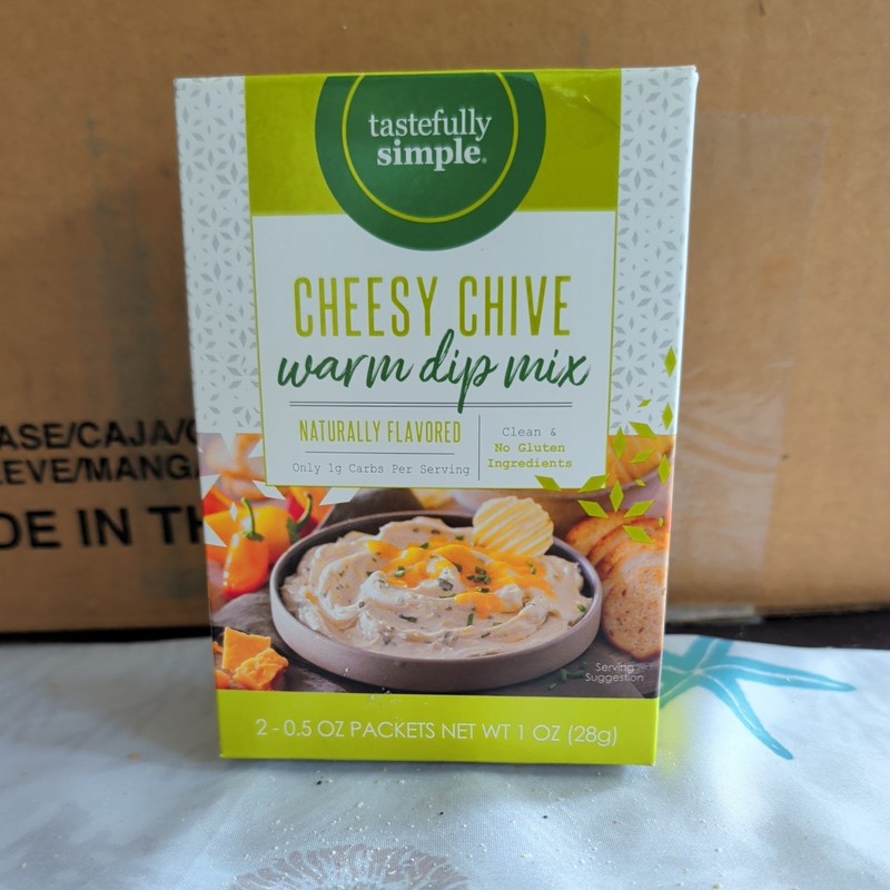 Tastefully Simple Cheesy Chive Warm Dip Mix 0.5 Ounce Pack of 2-Expired 6-13-25