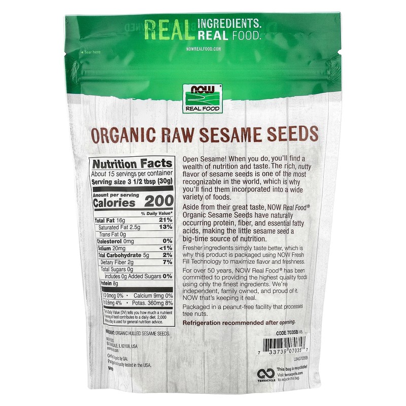 Real Food, Organic Raw Sesame Seeds, 16 oz (454 g) gallery