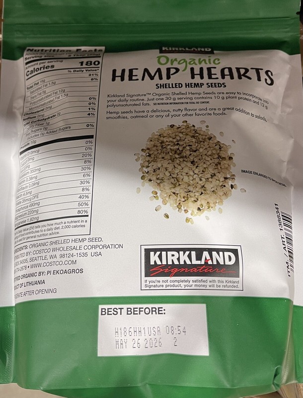 Kirkland Signature USDA Organic Hemp Hearts Shelled Seeds, 32 Ounce gallery