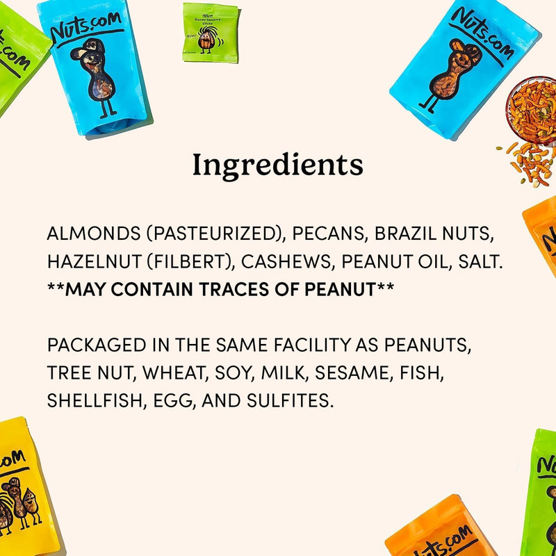 Nuts com Roasted Mixed Nuts (50% Less Salt) – 24 Single Serve Snack Packs – Almo gallery