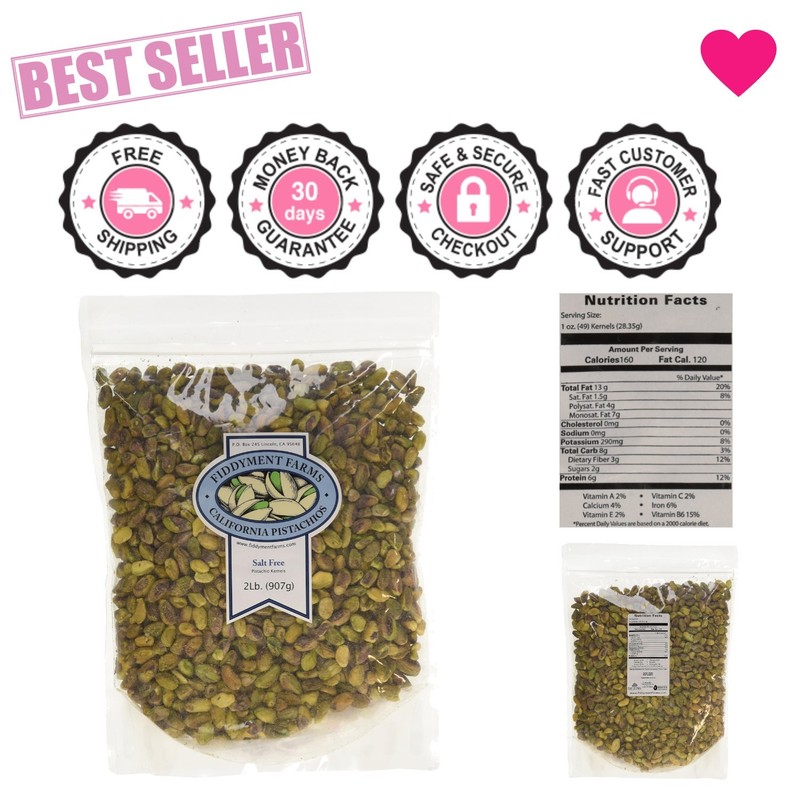 2lb Unsalted California Pistachio Kernels – Gluten Free Gourmet Snack