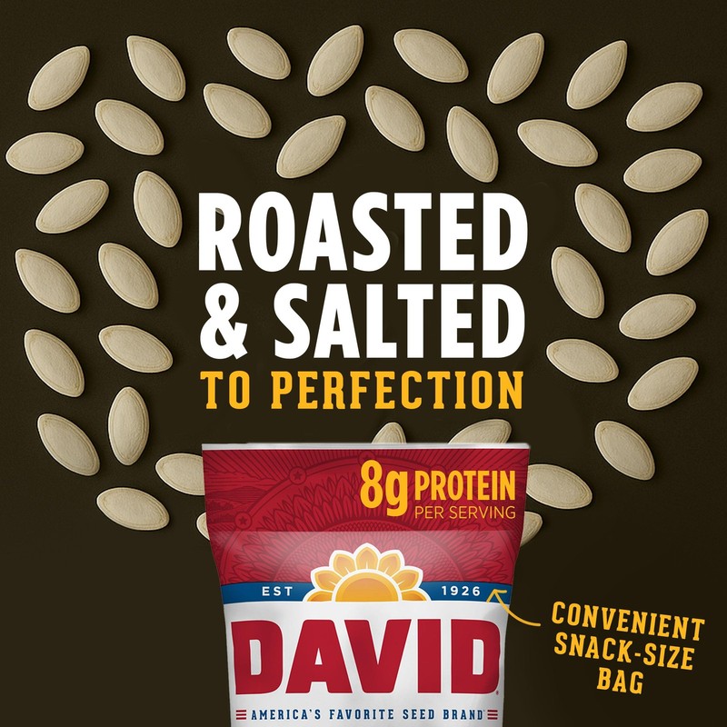DAVID Roasted and Salted Pumpkin Seeds, 2.25 oz, 12 Pack gallery