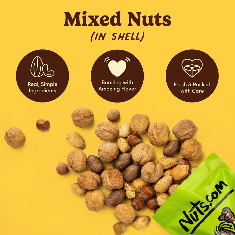 Nuts com Mixed Nuts in Shell, No Brazil Nuts 3 lb Bag, Natural, Includes Wal... gallery