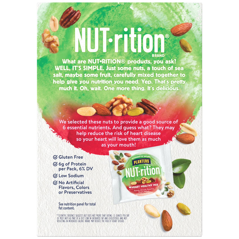 (4 Pack) NUT-RITION Heart Healthy Nut Mix, Shelf Stable, Plant Based Protein, 1 gallery