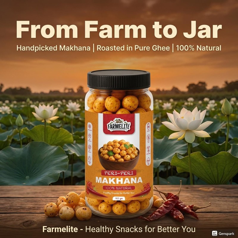 FARMELITE Peri Peri Makhana Pack of 2 | Roasted Fox Nuts Snack 180g gallery