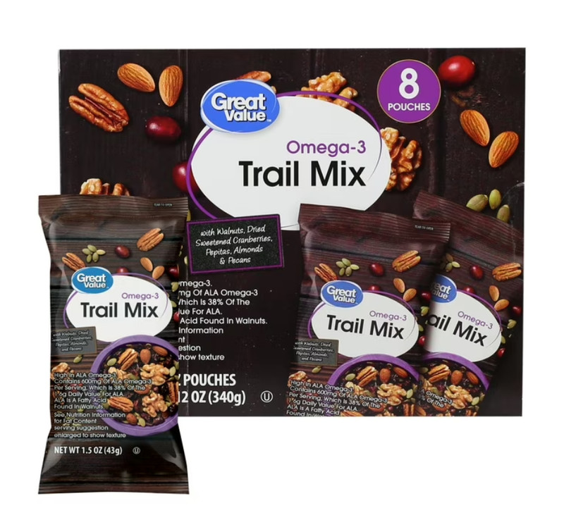 (5 pack) Great Value Omega-3 Trail Mix, 1.5 oz, 8 Count gallery