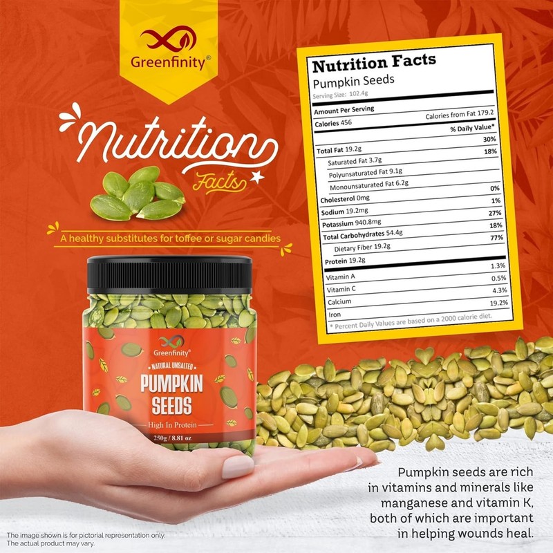 GreenFinity AAA | Pumpkin Seeds, High Protein Zinc Non-GMO Unsalted Snack Fiber gallery